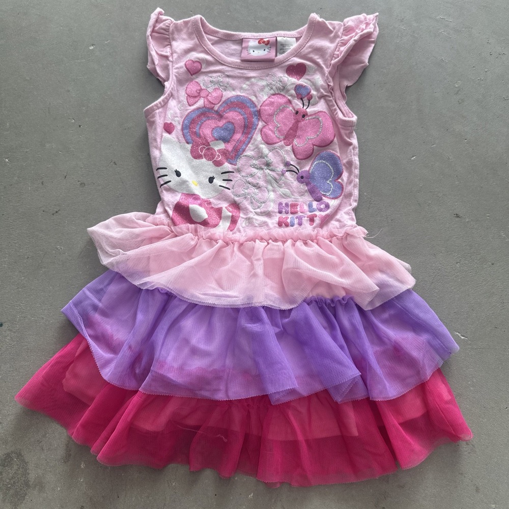 2013 Hello Kitty Sanrio Toddler Dress Pink And Purple Layers Glitter Size 3T